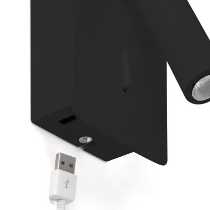 FARO 62116 - LED Стенен спот SUAU LED/3W/230V USB черен