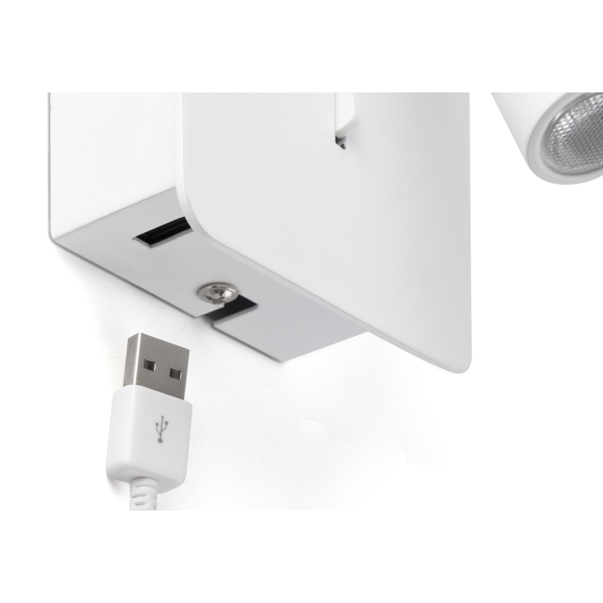 FARO 62117 - LED Стенен спот SUAU LED/3W/230V USB бял