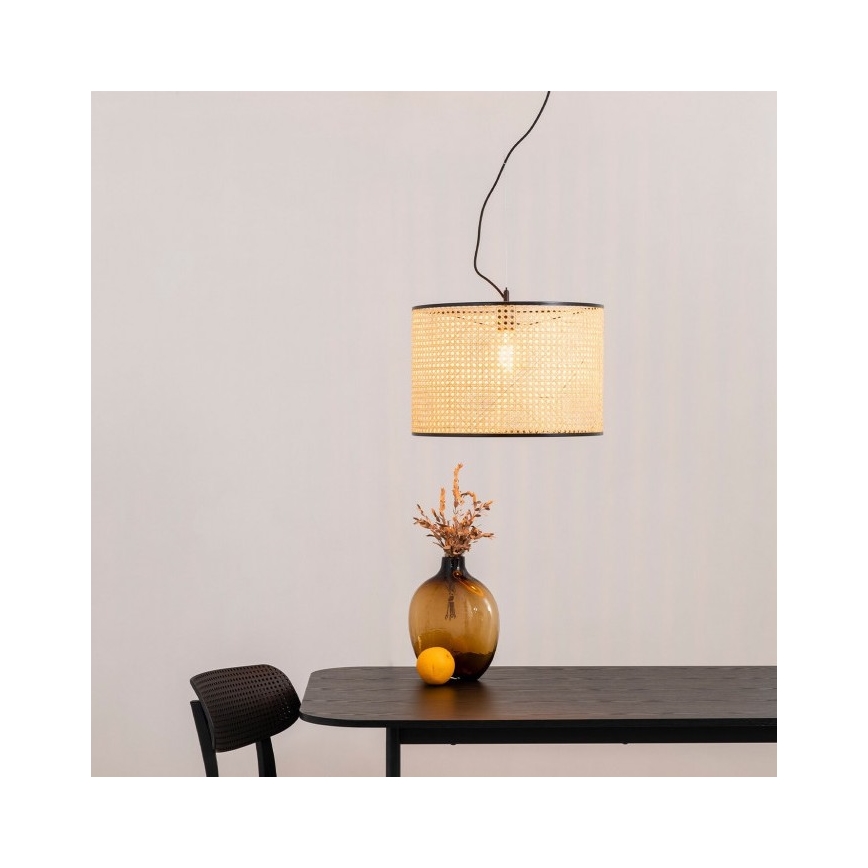 FARO 64314-48 - Висящ полилей MAMBO 1xE27/15W/230V ратан/черен