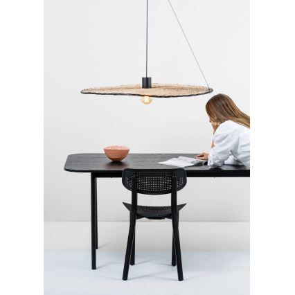 FARO 68590-70 - Висящ полилей COSTAS 1xE27/15W/230V Ø 100 cм черен/ратан