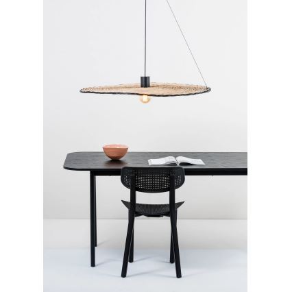 FARO 68590-70 - Висящ полилей COSTAS 1xE27/15W/230V Ø 100 cм черен/ратан