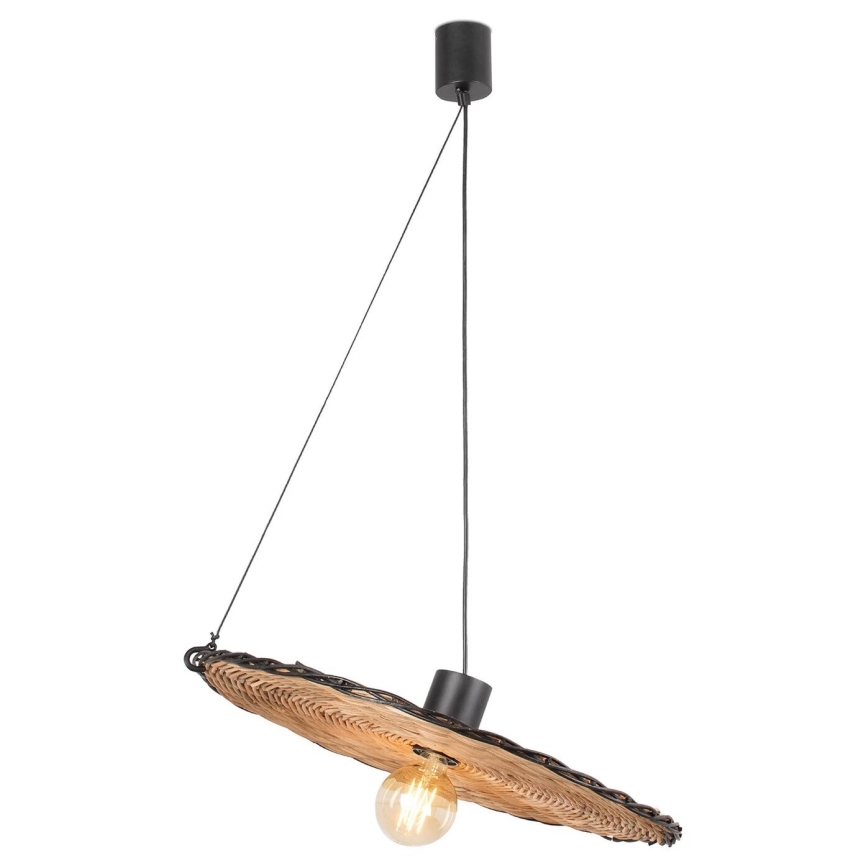FARO 68590-70 - Висящ полилей COSTAS 1xE27/15W/230V Ø 100 cм черен/ратан