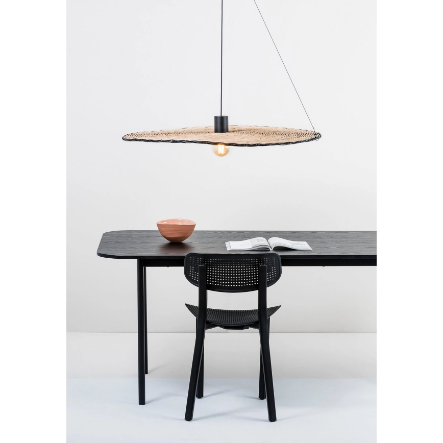 FARO 68590-70 - Висящ полилей COSTAS 1xE27/15W/230V Ø 100 cм черен/ратан