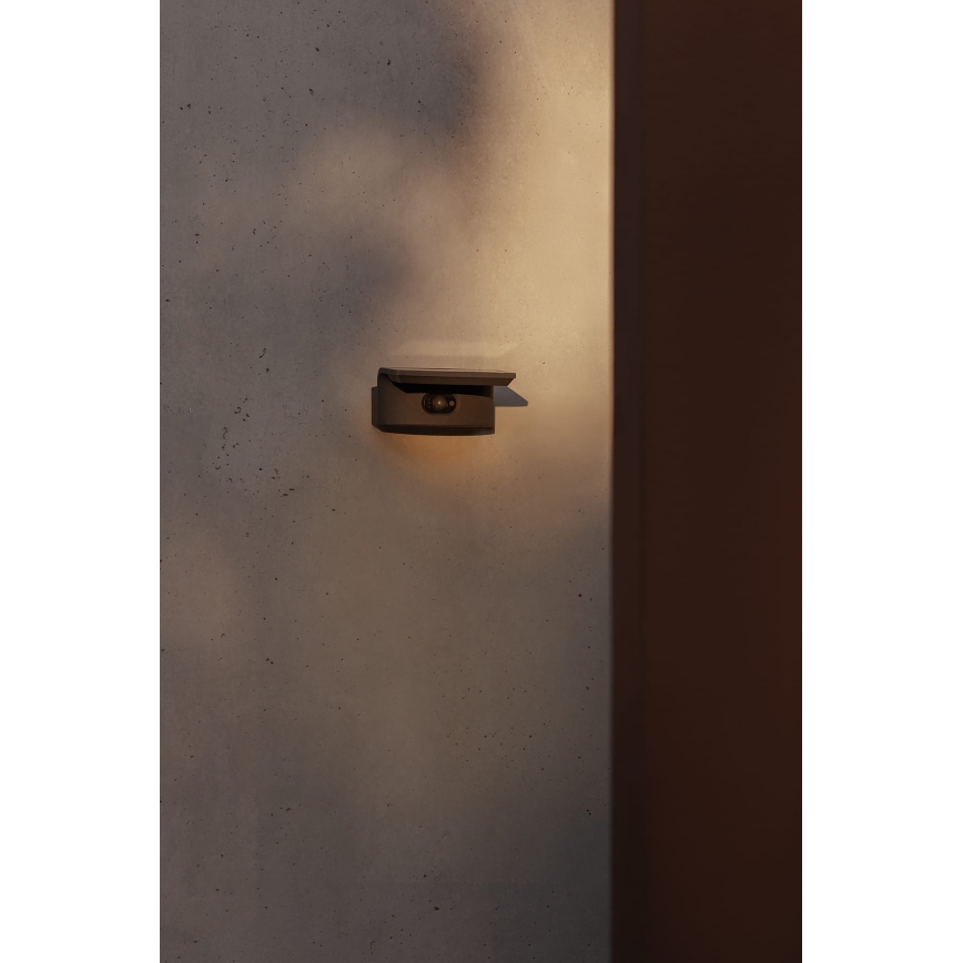 FARO 74456 - Соларно LED стенено осветително тяло с датчик LUMA LED/5W/3,7/230V IP65 антрацит
