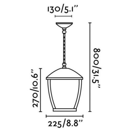 FARO 75002 - Външен полилей на верига WILMA 1xE27/100W/230V IP44