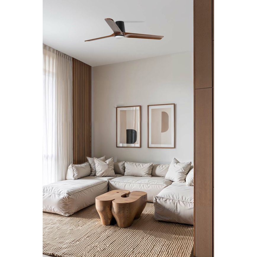 FARO 33839WT-1TW - LED Димируем таванен вентилатор HEYWOOD TUB L LED/10W/230V 2700/4000/6000K бор/черен Ø 132 см Wi-Fi Tuya + дистанционно управление