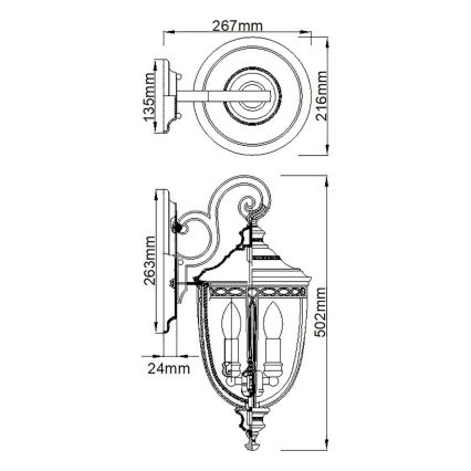 Feiss - Екстериорен аплик ENGLISH BRIDLE 3xE14/60W/230V IP44
