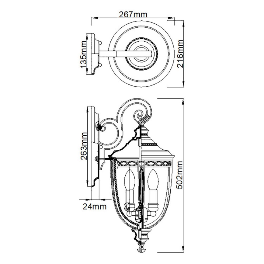 Feiss - Екстериорен аплик ENGLISH BRIDLE 3xE14/60W/230V IP44