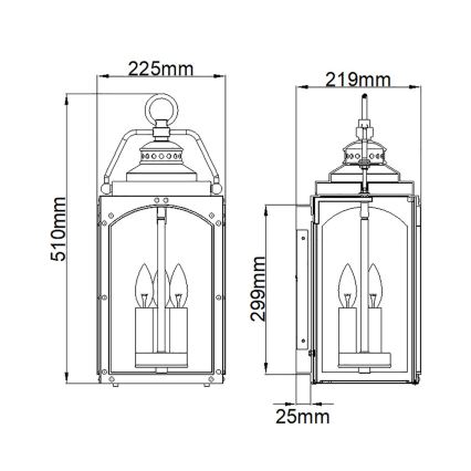 Feiss - Екстериорен аплик RANDHURST 3xE14/40W/230V IP44