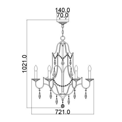 Feiss - Пендел VALENTINA 6xE14/60W/230V