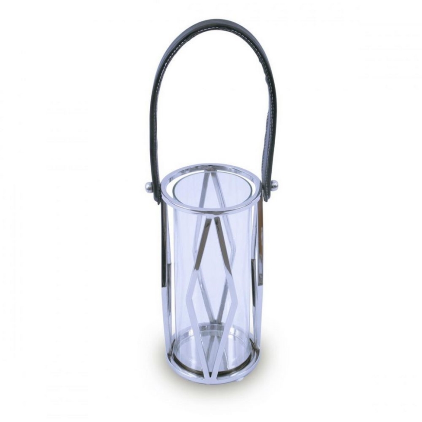 Фенер FRAGIL 26 см лъскав хром/черен