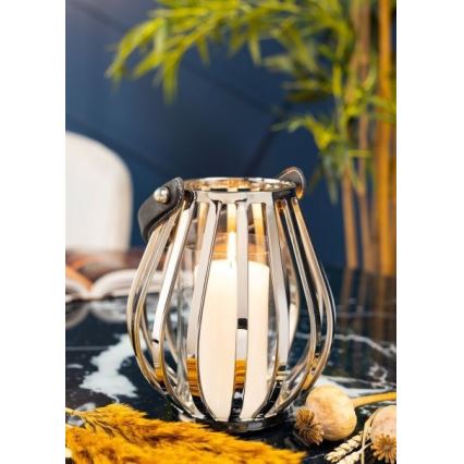 Фенер GEOM 21 см лъскав хром/черен