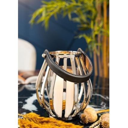 Фенер GEOM 21 см лъскав хром/черен