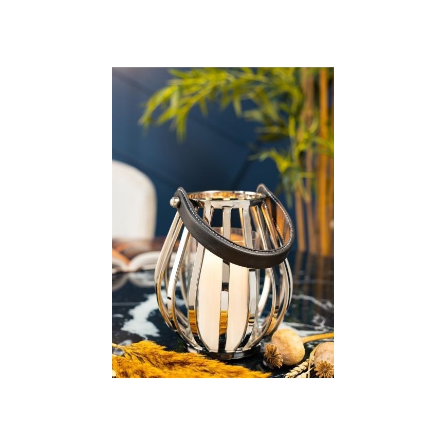 Фенер GEOM 21 см лъскав хром/черен