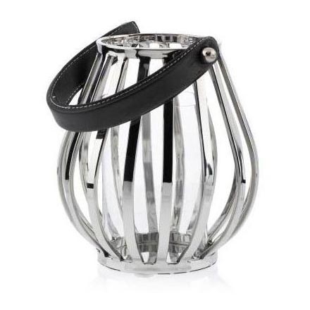 Фенер GEOM 21 см лъскав хром/черен