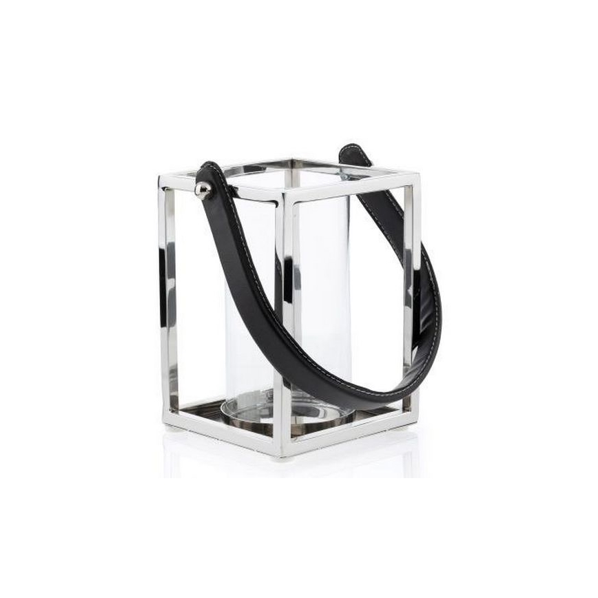 Фенер LAMPION 20 см лъскав хром/черен