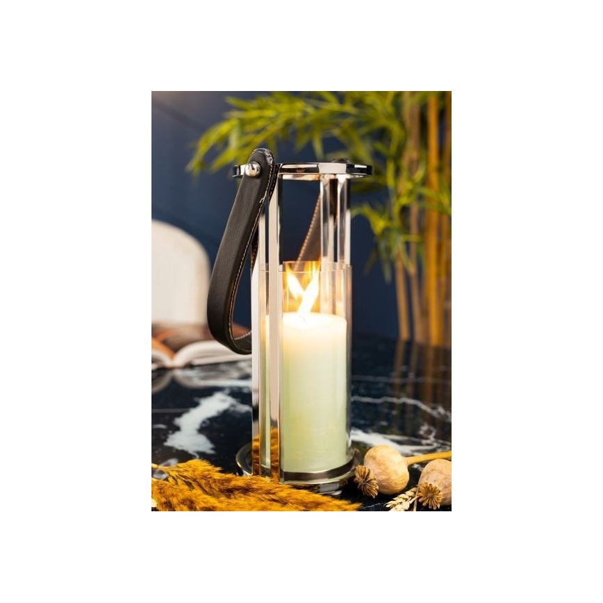 Фенер LAMPION 30 см лъскав хром/черен