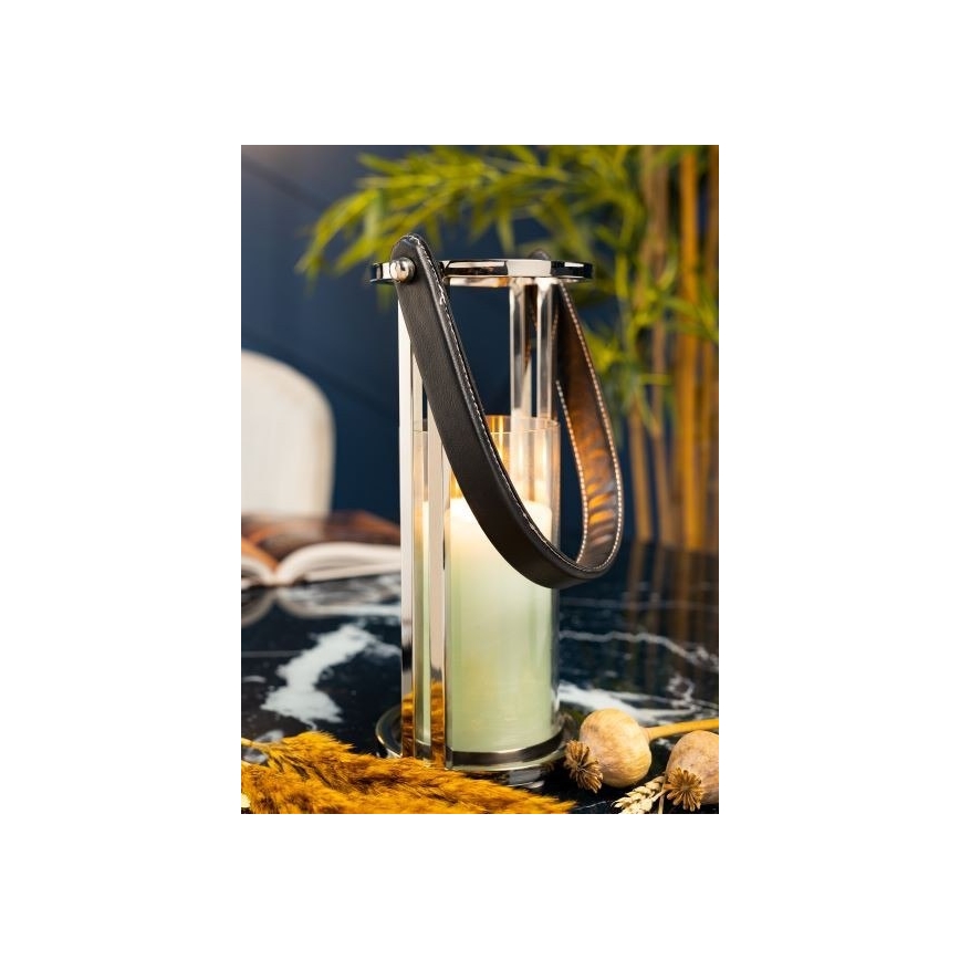 Фенер LAMPION 30 см лъскав хром/черен