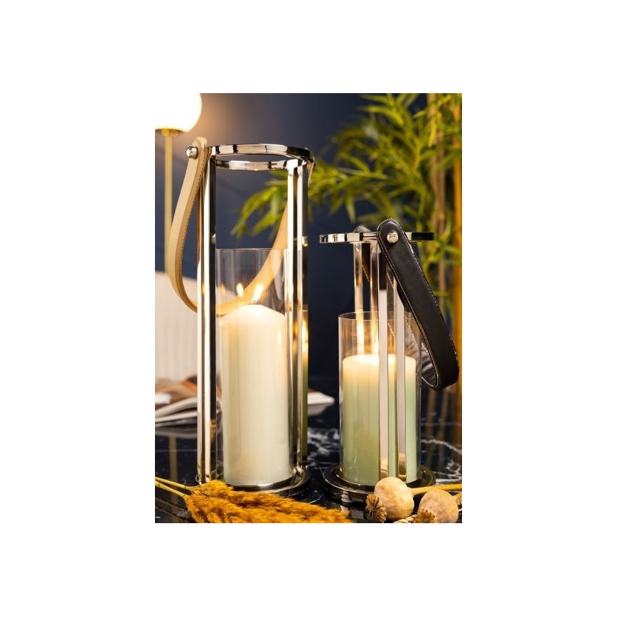 Фенер LAMPION 30 см лъскав хром/черен