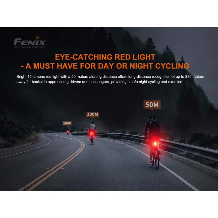Fenix BC05RV20 - LED Акумулаторно фенерче за колело LED/USB IP66 15 lm 120 ч