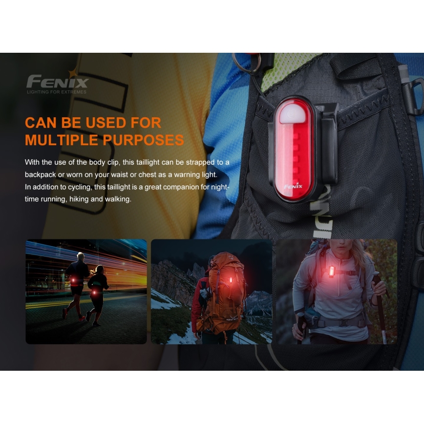Fenix BC05RV20 - LED Акумулаторно фенерче за колело LED/USB IP66 15 lm 120 ч