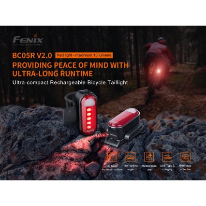 Fenix BC05RV20 - LED Акумулаторно фенерче за колело LED/USB IP66 15 lm 120 ч