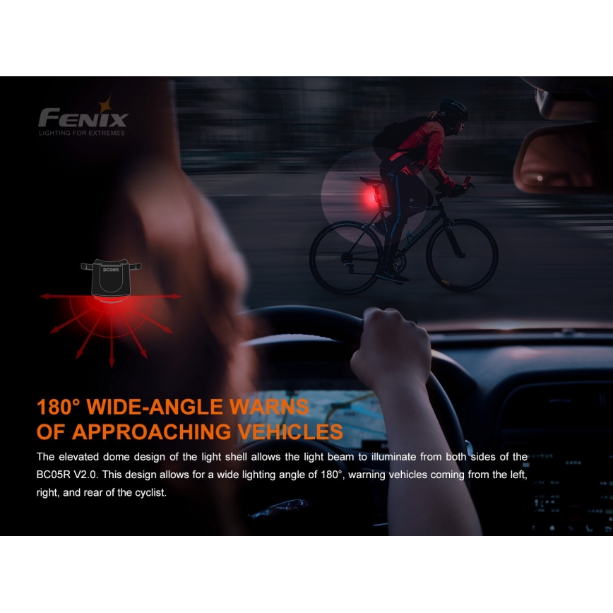 Fenix BC05RV20 - LED Акумулаторно фенерче за колело LED/USB IP66 15 lm 120 ч
