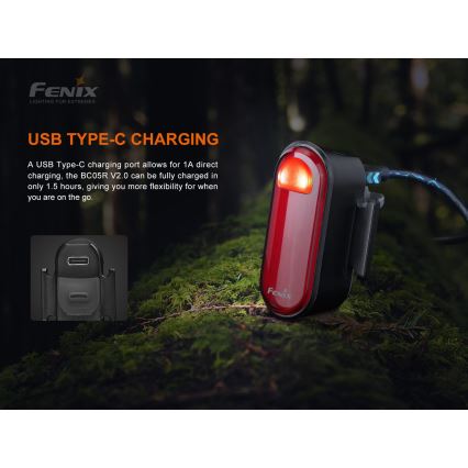 Fenix BC05RV20 - LED Акумулаторно фенерче за колело LED/USB IP66 15 lm 120 ч