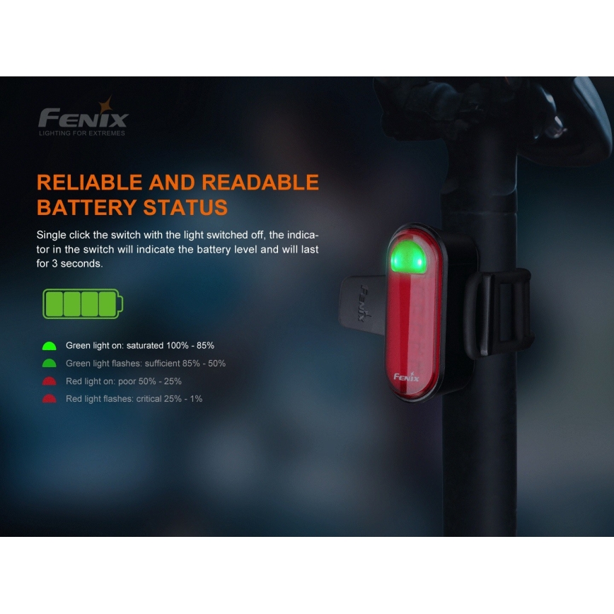 Fenix BC05RV20 - LED Акумулаторно фенерче за колело LED/USB IP66 15 lm 120 ч