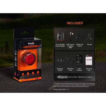 Fenix BC06R - LED Димируема акумулаторна светлина за велосипед LED/USB IP66 90 lm 24,5 h 560 mAh
