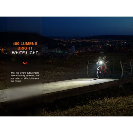 Fenix BC15R - LED Димируема акумулаторна светлина за велосипед LED/USB IP66 400 лъскав 31,5 h 2600 mAh