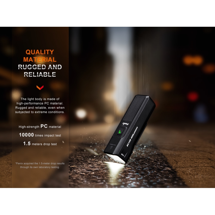 Fenix BC15R - LED Димируема акумулаторна светлина за велосипед LED/USB IP66 400 лъскав 31,5 h 2600 mAh