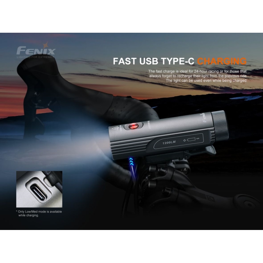 Fenix BC21RV30 - LED Акумулаторна велосипедна лампа LED/USB IP68 1200 lm 33 ч