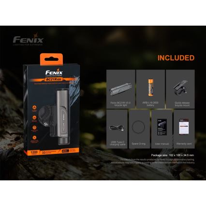 Fenix BC21RV30 - LED Акумулаторна велосипедна лампа LED/USB IP68 1200 lm 33 ч