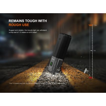 Fenix BC22R - LED презареждаема велосипедна лампа с регулируема яркост LED/USB 3400 mAh IP66 1400 lm 41 h черна