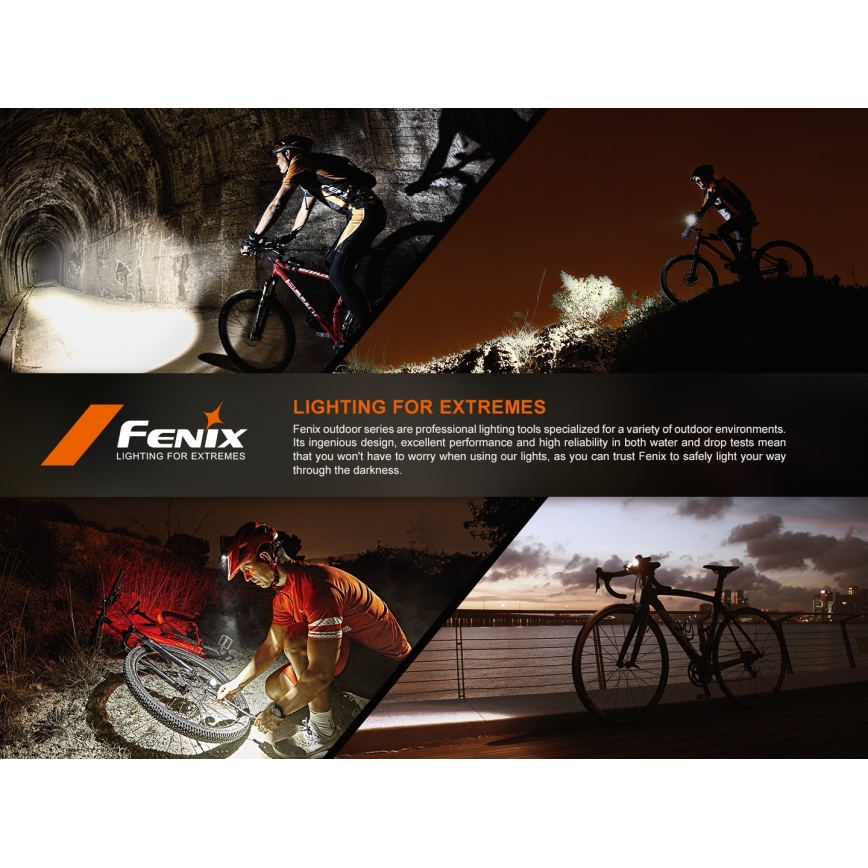 Fenix BC22R - LED презареждаема велосипедна лампа с регулируема яркост LED/USB 3400 mAh IP66 1400 lm 41 h черна