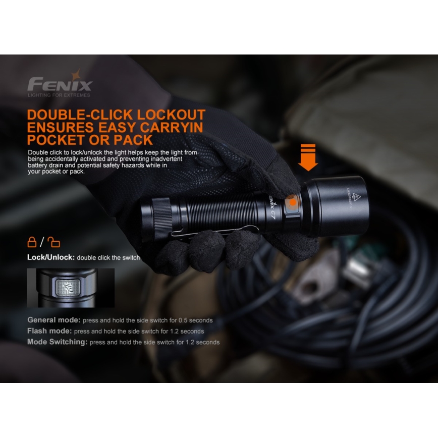 Fenix C7 - LED Димируем акумулаторен фенер 1xLED/1x21700 IP68 3000 lm 68 ч.