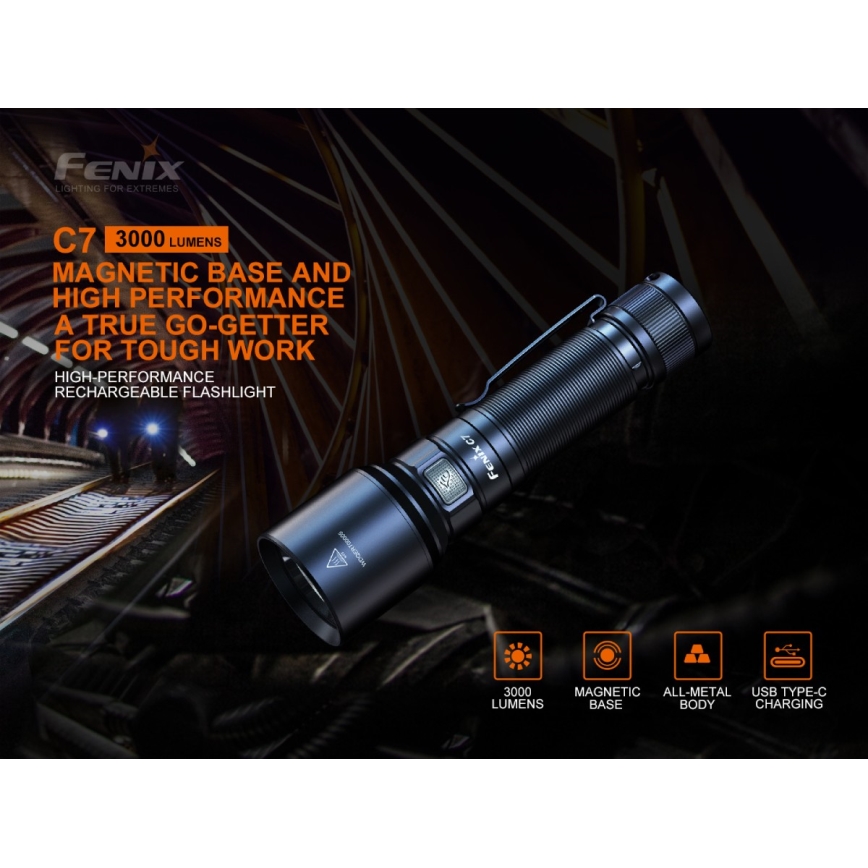 Fenix C7 - LED зареждаема фенерка с регулируема яркост LED/1x21700 IP68 3000 lm 68 h