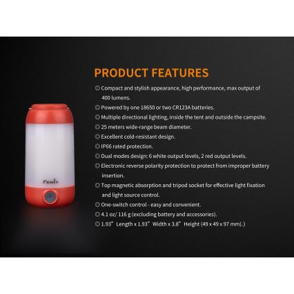 Fenix CL26RGREEN - LED Димируем portable rechargeable лампа LED/USB IP66 400 lm 400 ч. зелен