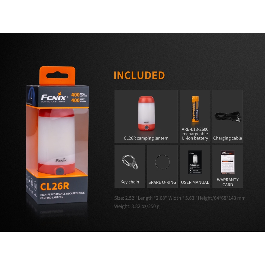 Fenix CL26RGREEN - LED Димируем portable rechargeable лампа LED/USB IP66 400 lm 400 ч. зелен