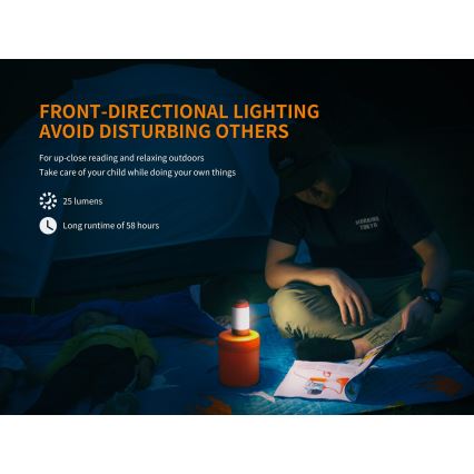 Fenix CL26RRED - LED преносима презареждаема лампа с димиране LED/USB/2xCR123A IP66 400 лумена 400 ч 2600 mAh оранжева