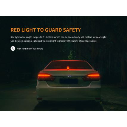 Fenix CL26RRED - LED преносима презареждаема лампа с димиране LED/USB/2xCR123A IP66 400 лумена 400 ч 2600 mAh оранжева