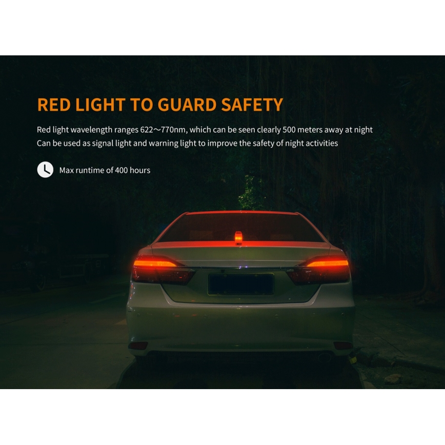 Fenix CL26RRED - LED преносима презареждаема лампа с димиране LED/USB/2xCR123A IP66 400 лумена 400 ч 2600 mAh оранжева