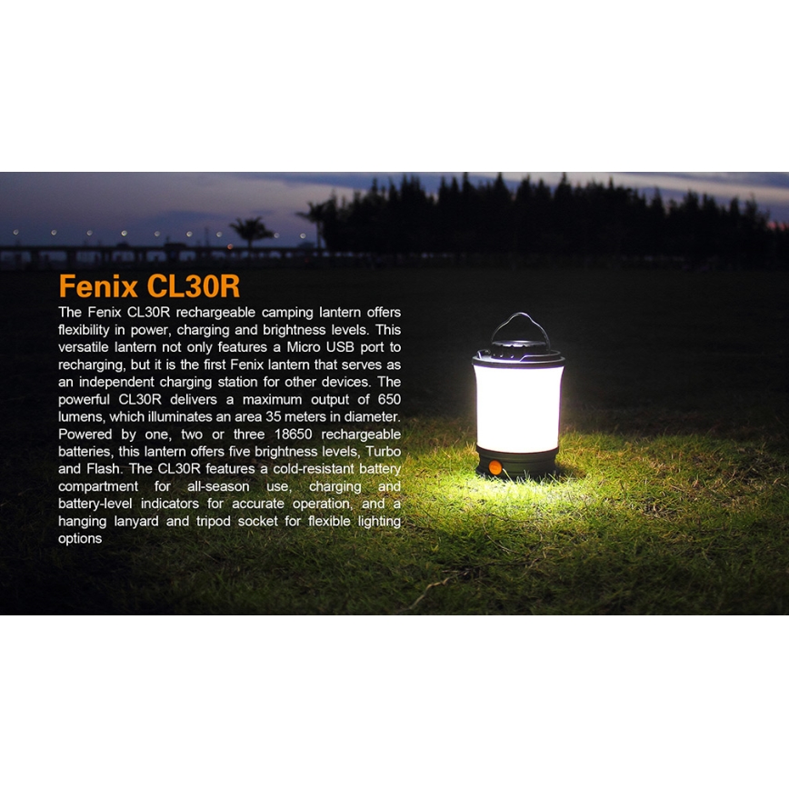 Fenix CL30R - LED Преносима акумулаторна лампа LED/USB/6xCR123A IPX7 650 lm 300 h 2600 mAh