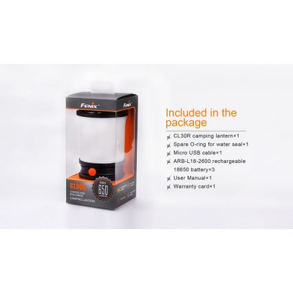 Fenix CL30R - LED Преносима акумулаторна лампа LED/USB/6xCR123A IPX7 650 lm 300 h 2600 mAh