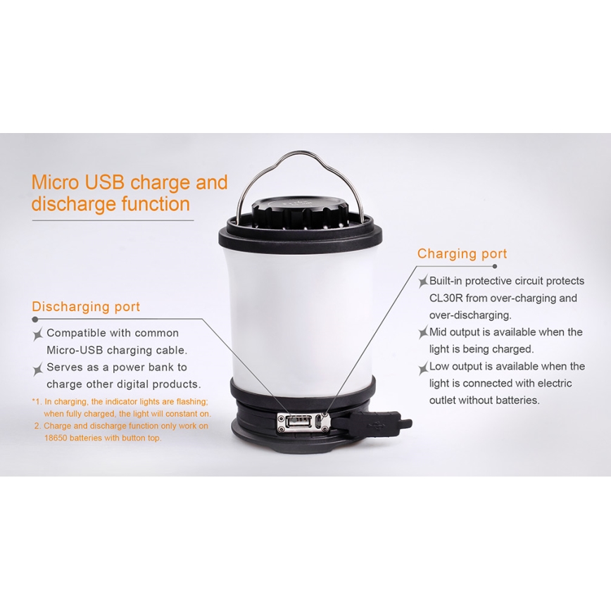 Fenix CL30R - LED Преносима акумулаторна лампа LED/USB/6xCR123A IPX7 650 lm 300 h 2600 mAh