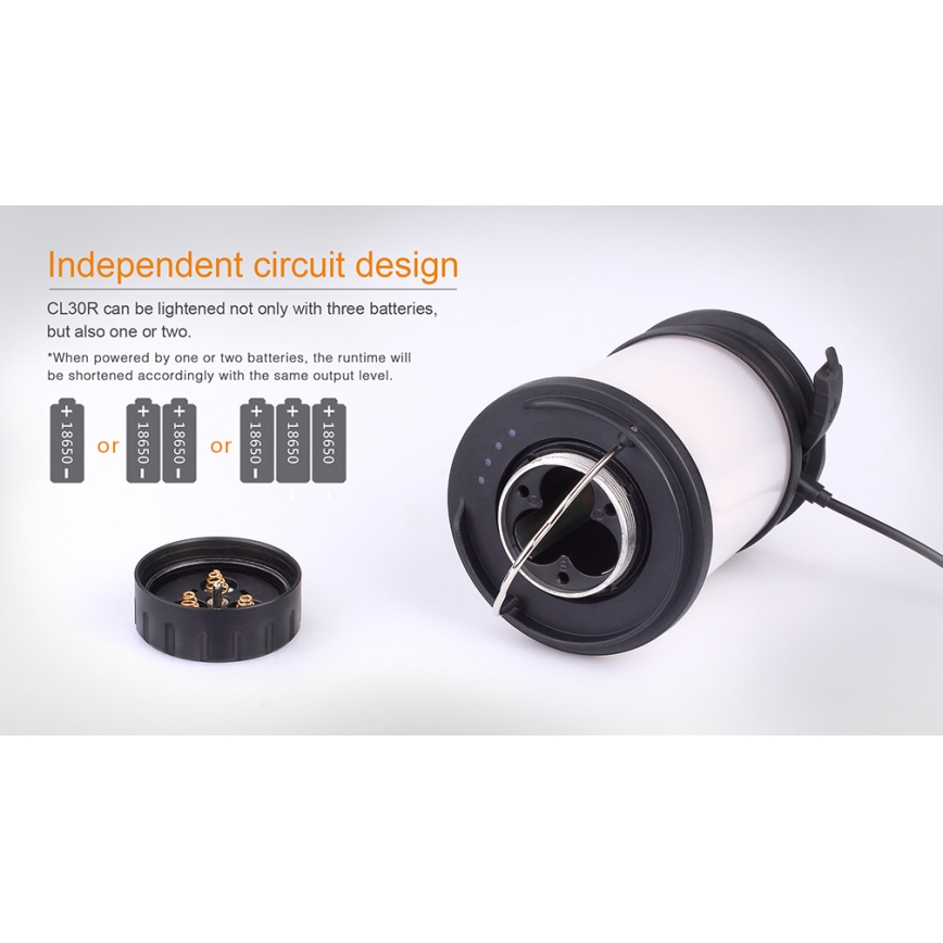 Fenix CL30R - Преносима акумулаторна LED лампа LED/USB/6xCR123A IPX7 650 лумена 300 ч 2600 mAh