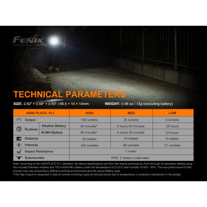 Fenix E01V20BLC - LED Фенерче LED/1xAAA IP68 100 lm 25 ч