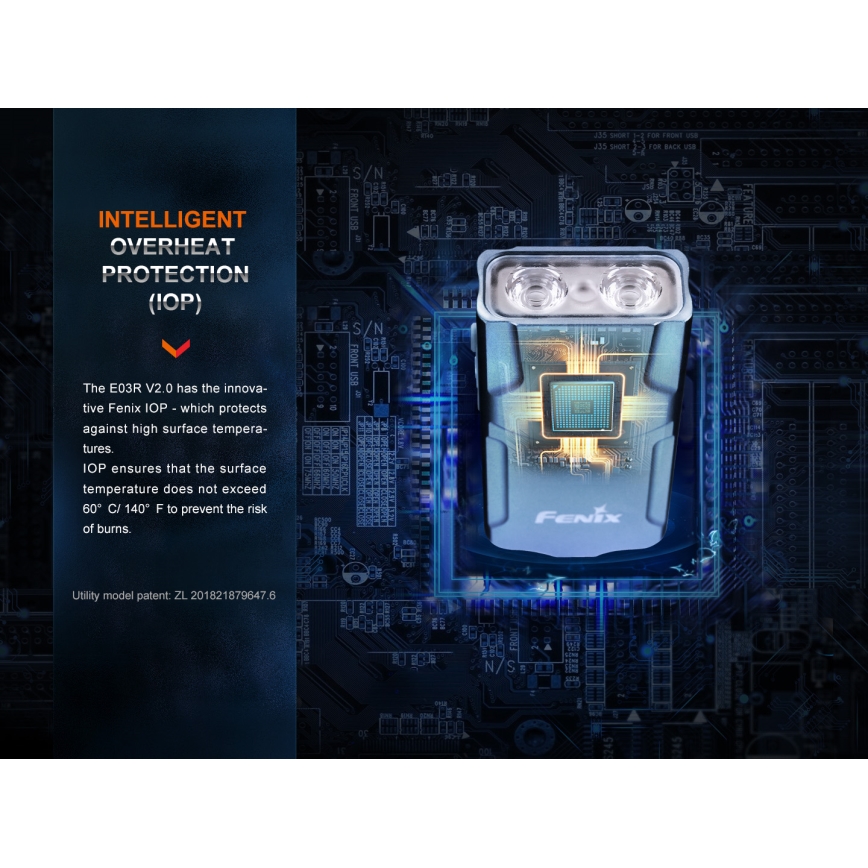 Fenix E03RV20BLU - LED Акумулаторно фенерче LED/USB IP66 500 lm 30 h