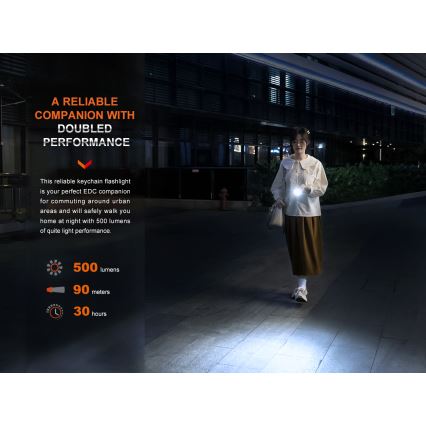 Fenix E03RV20BLU - LED Акумулаторно фенерче LED/USB IP66 500 lm 30 h 400 mAh